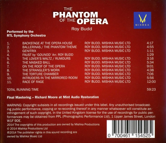 The Phantom of the Opera: Roy Budd Score CD